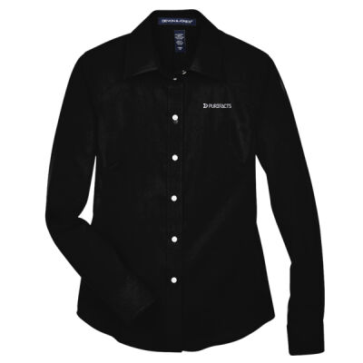 Twill Woven Dress Shirt - Ladies - Black  Thumbnail